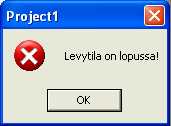 Levytila lopussa